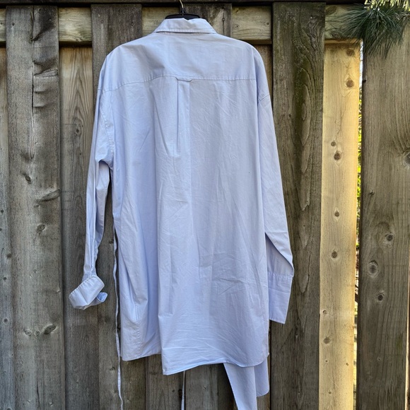 Gant Blue Oversized Asymmetrical Wrap Button Down Shirt - Picture 9 of 14